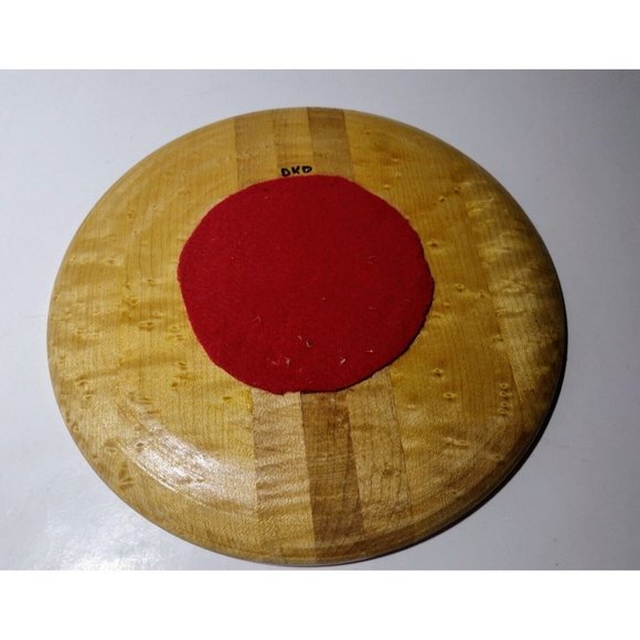 Handmade Wood Turned Cross Trivet 9in Round Felt Bottom Vintage Signed Religious - Picture 4 of 5